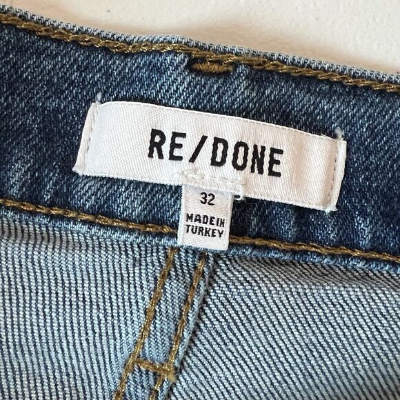 Re/Done Women’s 32 Distressed Ankle Buttoned Ultra High Rise Jeans Indigo Storm - Picture 8 of 13